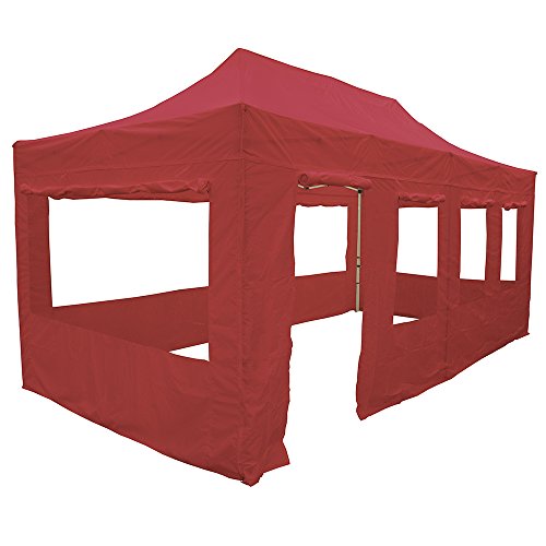 Vispronet 10x20 Steel Canopy Tent Kit Red - Wind Resistant Up to 25mph, Includes Walls and Accessories