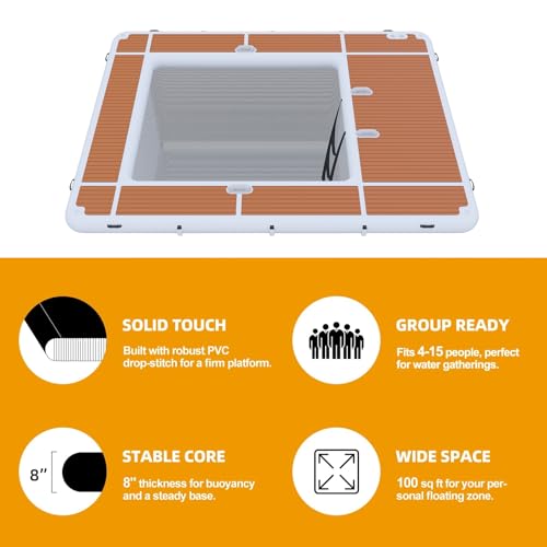 AIRMAT FACTORY Inflatable Floating Dock Swim Air Dock Platform 13x10FT As Picture
