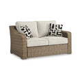 Signature Design by Ashley Beachcroft Outdoor Loveseat with Cushions Dark Brown & Beige