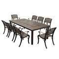 Oakland Living Modern Outdoor Aluminum 95-in Rectangular Dining Set with Eight Arm Chairs Bronze