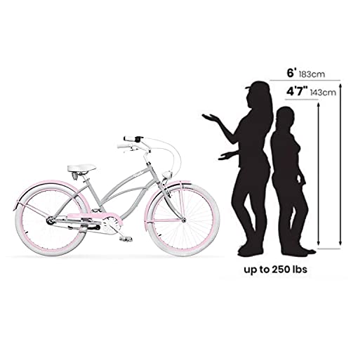 Vivelo LA Donna Beach Cruiser for Women Complete Bike Aluminium Lightweight Frame 26-Inch 7-Speed Adele