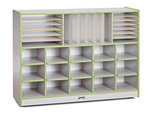 Jonti-Craft Rainbow Accents Sectional Cubbie-Tray Mobile Unit with Trays Key Lime Green