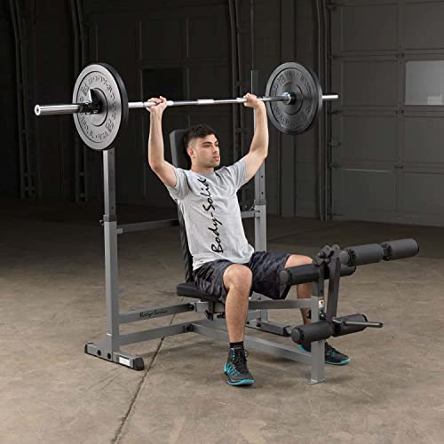 Body-Solid PowerCenter Olympic Bench - Versatile Weight Bench with Squat Rack, Bench Press Rack, and Leg Developer