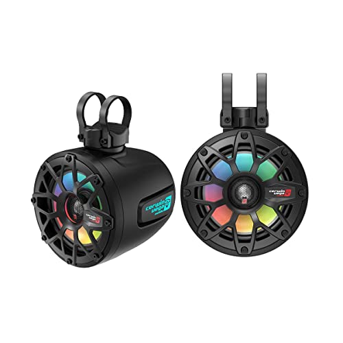 Cerwin Vega Mobile CV SH65F4B 6.5" 600W Marine Car Coaxial Speakers with LED Lighting Black Pair