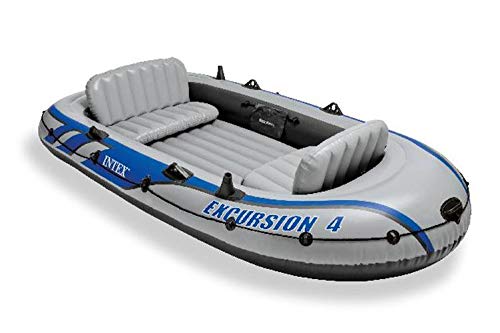 Intex Excursion 4 Inflatable Raft Set with 2 Trolling Motors