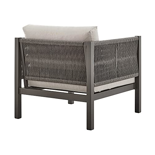 Armen Living Cuffay Modern Outdoor Patio Conversation Furniture Set Brown Aluminum and Taupe
