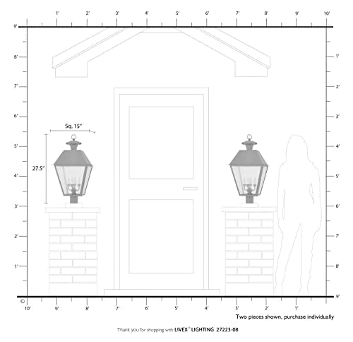 Livex Wentworth 4 Light Outdoor Post Top Lantern 27.5 Inches Tall Natural Brass