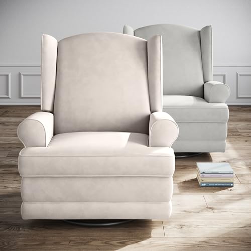 Storkcraft Serenity Wingback Glider Reclining Nursery Chair Ivory Boucle