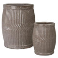 Emissary Gray Stoneware Round Planters Set of 2 19in L x 25in H