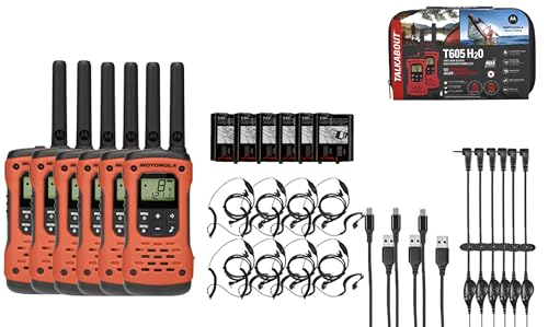 Motorola Solutions Portable FRS Talkabout T605 H2O Two Way Radios 6-Pack Orange/Black