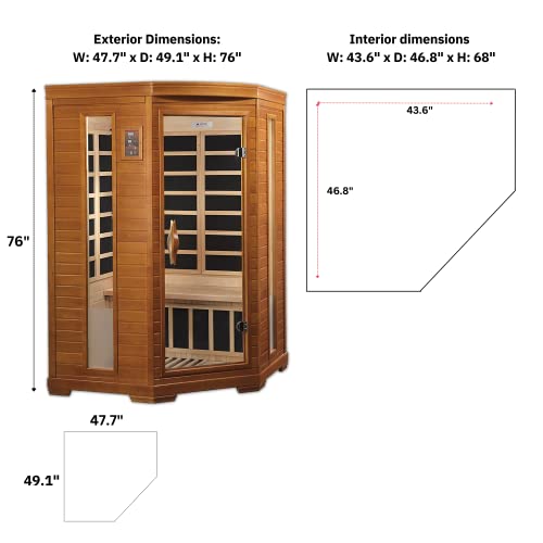 DYNAMIC SAUNAS Hemming 2 Person Infrared Corner Sauna Dark Honey Stain