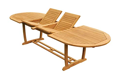 WholesaleTeak 7-Piece Grade-A Teak Wood Dining Set with Double Extension Oval Table and 6 Vellore Stacking Arm Chairs Teak