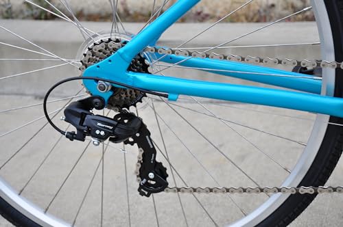 Firth Sports CT Explorer 7 Speed Women's 700C Hybrid Bicycle Lightweight Aluminum Alloy Frame Light Blue