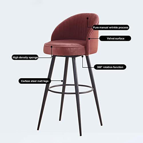 IPSU 360° Swivel Outdoor Bar Stools Set of 4 Velvet Modern Counter Chairs A