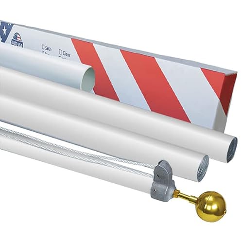 Super Tough Commercial Grade Sectional Flagpole 20 FT White Powder Coat