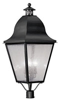 Livex Outdoor Post Light with Seeded Glass Shades Black