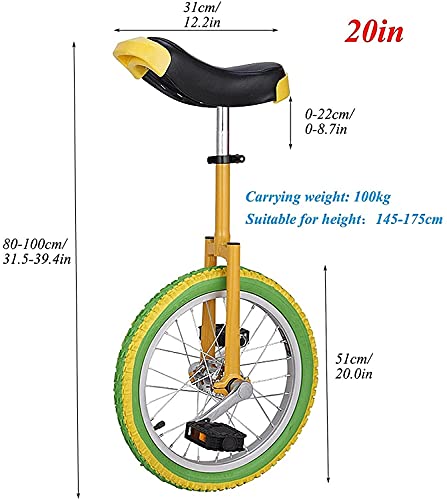 JINCAN 24 inch Freestyle Unicycle Wheel with Leakproof Butyl Tire, Non-Slip Pedals