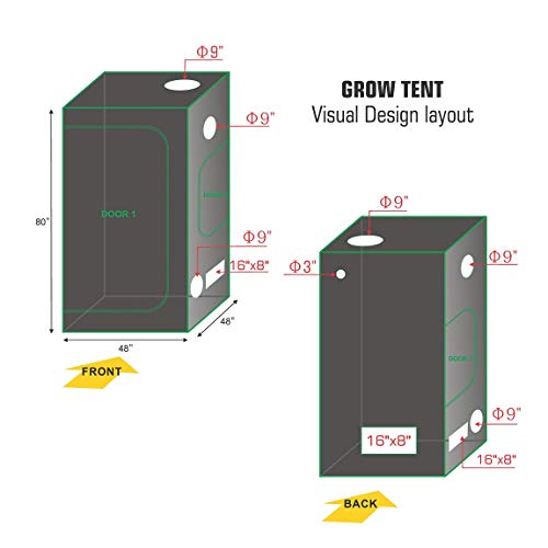 TopoLite Hydroponic Grow Tent Complete Kit with 1200W LED Light and 6" Carbon Filter 48"x48"x80