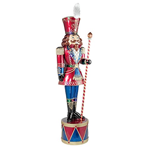 Design Toscano Illuminated Bavarian-Style Giant LED Christmas Nutcracker Soldier Statue Full Color