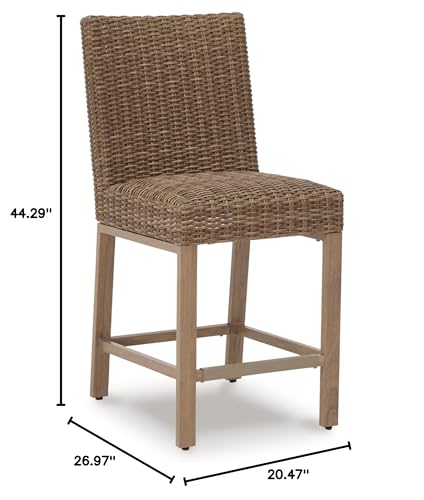 Signature Design by Ashley Walton Bridge Armless Cushioned Bar Stool Set of 2 Light Brown