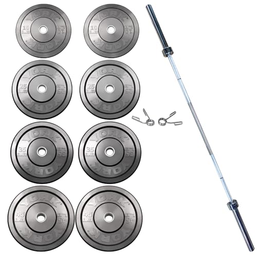 York Barbell Rubber Training Bumper Plate Set Black