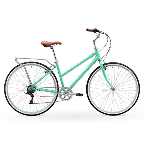 sixthreezero Explore Your Range Women's 7-Speed Hybrid Road Bike with Rear Rack, Mint Green