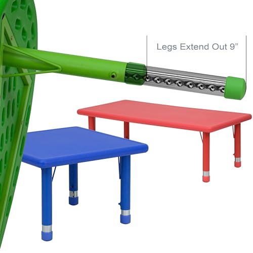 BizChair 45" Round Blue Plastic Height Adjustable Activity Table