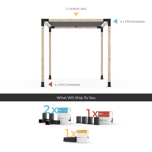 TOJAGRID Pergola Kit with Shade Sail for 4x4 Wood Posts 10x12 Black