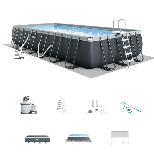 Intex Ultra XTR Deluxe Rectangular Above Ground Pool Set 24ft x 12ft x 52in Gray