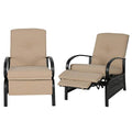 Patio Tree Adjustable 2-Piece Lounge Chair Recliner Sofa with Removable Cushion Beige
