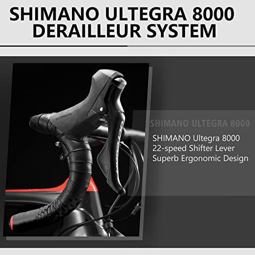 SAVADECK Phantom 2.0 Carbon Fiber Road Bike 700C Racing Bicycle R8000 22 Speed Group Set Fizik Saddle New Black Red