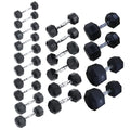 Ader Free Weights Set Black Rubber Coated Octagon Dumbbells