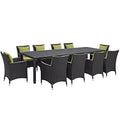 Modway Convene 11-pc Outdoor Patio Dining Set Espresso Peridot