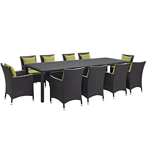 Modway Convene 11-pc Outdoor Patio Dining Set Espresso Peridot