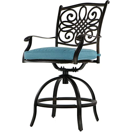 Hanover Traditions 5-Piece Outdoor Dining Set with 4 Swivel Chairs and Round Table Blue
