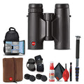 Leica 8x32 Trinovid HD Binoculars Bundle with Backpack, Monopod, Cleaning Set, Cap Keepers, and Neck Strap Black
