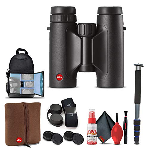 Leica 8x32 Trinovid HD Binoculars Bundle with Backpack, Monopod, Cleaning Set, Cap Keepers, and Neck Strap Black