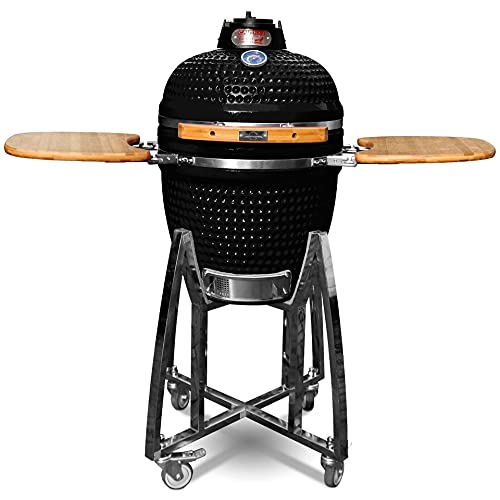 London Sunshine Ceramic Kamado Charcoal BBQ Grill 18 Inch Black
