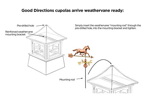 Good Directions Manchester Vinyl Cupola with Eagle Weathervane, 18” Square x 46” High, Copper Roof