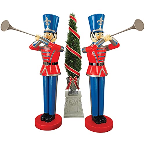 Design Toscano 6 Foot Tall Nutcracker Ballet Trumpeting Toy Soldier Holiday Decor Full Color