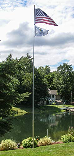 Telepole Manufacturing Inc 20' Superior 2 Telescoping Flag Pole with Hardware & Accessories Silver