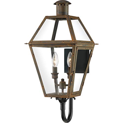 Quoizel Rue De Royal Charleston Outdoor Wall Lantern 23.5 Inch 2-Light Industrial Bronze