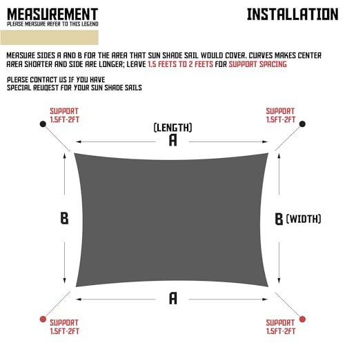 TANG Sunshades Depot A Ring Design Steel Cable Reinforcement Sun Shade Sail 26' x 40' Rectangle Beige