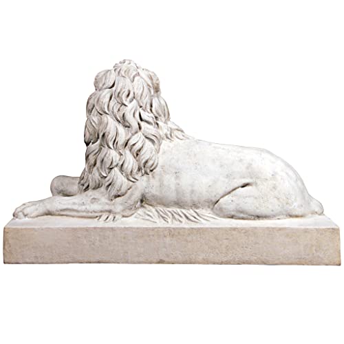 Design Toscano Castle Courtyard Lion Sentinel Statue Head Right Antique Stone
