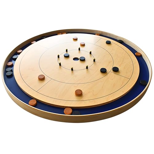 Crokinole Canada Royal Blue Tournament Crokinole Board Game Set Brown & Blue