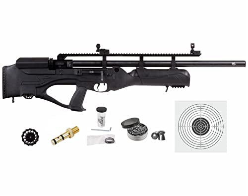 Wearable4U Hatsan Hercules Bully .35 Cal Air Rifle Bundle with 100 Pellets and Targets Black