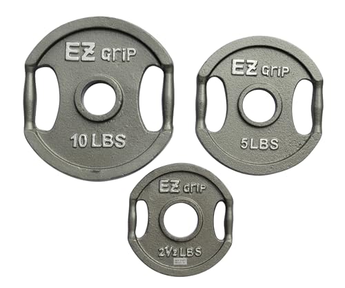 Ader Sporting Goods Olympic Universal White Bench w/Bar & 255lbs Gray Easy Grip Olympic Plates Set Black