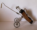 Sacchetti Sterling Silver Miniature Golf Cart with Leather Golf Bag