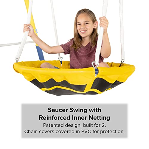 Sportspower Super 8 Metal Swing Set with Slide Yellow/White/Blue