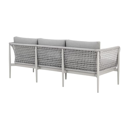 Armen Living Rhodes Outdoor Patio 4 Piece Conversation Set Aluminum Sintered Stone Light Gray